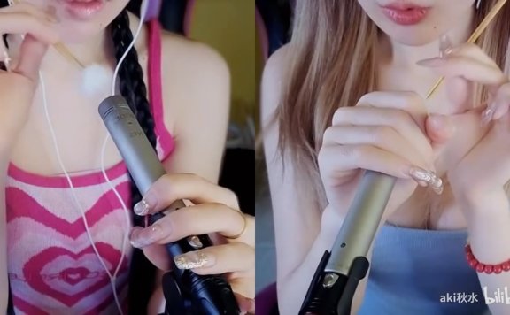 aki秋水b站充电视频 姐妹双人一起给你掏耳朵~鹅绒棒视觉触发kqy伴随